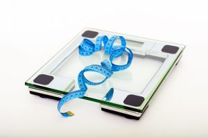 Weight scale and tape measure