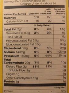 Food label - Cheerios