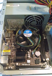 motherboard in mini-ITX PC case