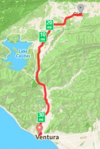 Ventura to Ojai bike trail overview