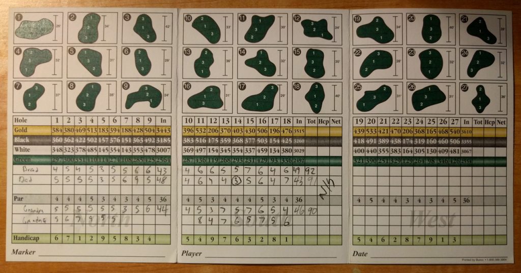 Pheasant Run scorecard 16-07-10