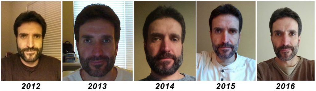 Gregg Borodaty beard collage, 2012 to 2016