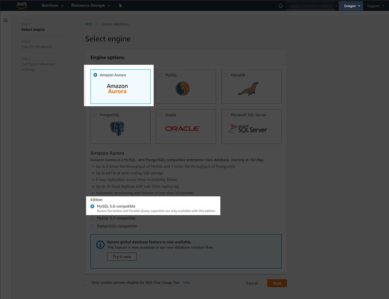 Amazon RDS - Select Engine