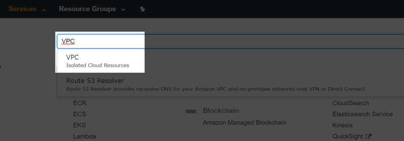 AWS Services - Select VPC