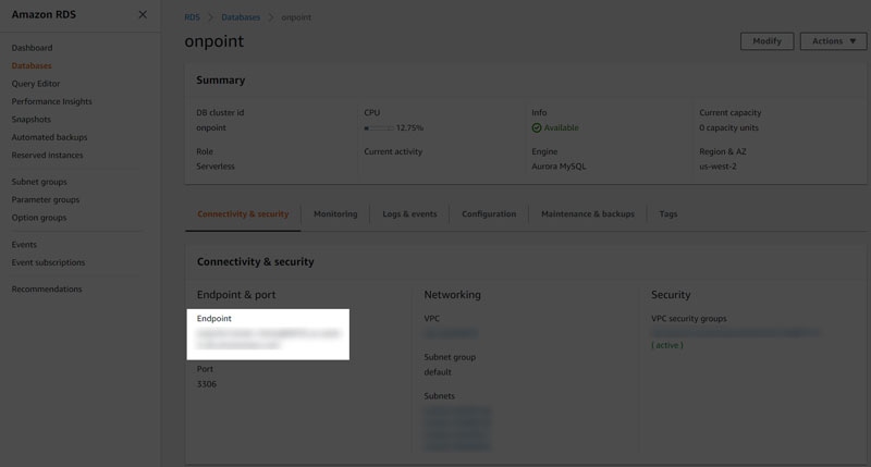 RDS Database - Endpoint setting