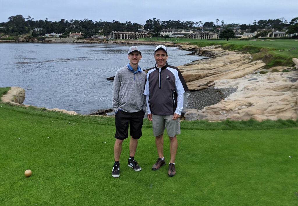 Brad Borodaty and Gregg Borodaty - 18th tee at Pebble Beach