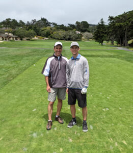 Gregg Borodaty and Brad Borodaty - 1st tee at Pebble Beach