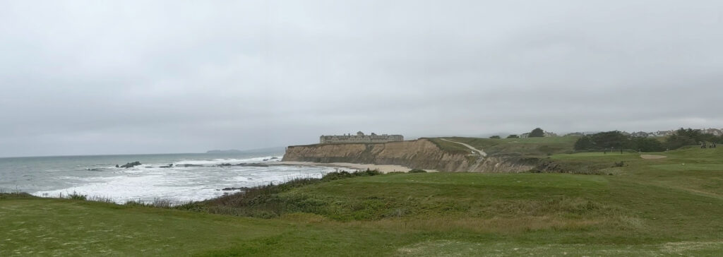 The 17th hole on the Ocean Course at Half Moon Bay