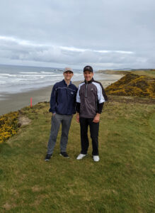 Brad and Gregg Borodaty on the 13th tee at Pacific Dunes Golf Course  Bandon Dunes, OR