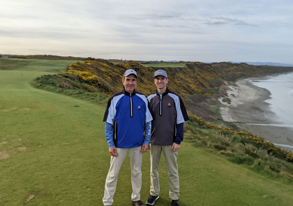 Brad and Gregg Borodaty on the 6th tee at Sheep Ranch Golf Course - Bandon Dunes, OR