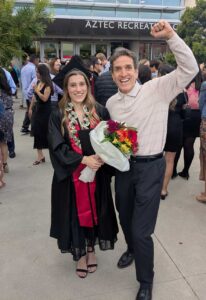 Abbey Borodaty and Gregg Borodaty at the 2025 SDSU graduation